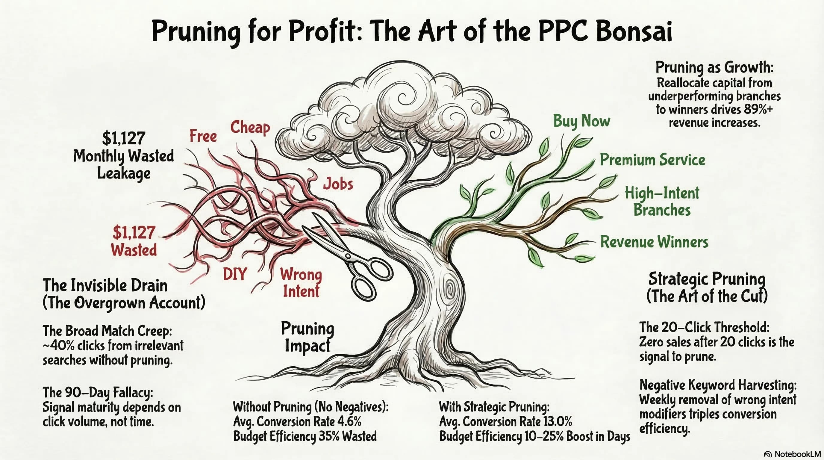 The Pruning Protocol: How Aggressive Weekly Cuts Produce 25% Efficiency Gains in Google Ads
