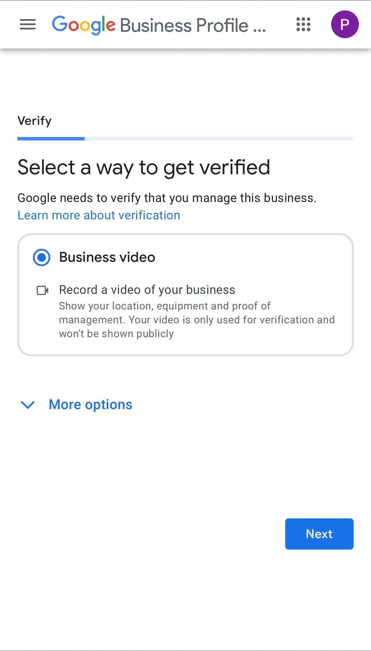 Mobile verification method selection